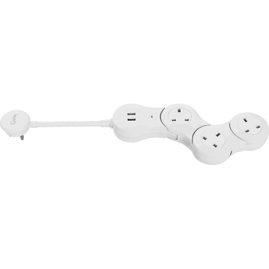 Quirky Pivot Power Desktop Flexible Extension Lead - 3 Plug with 2 USB Slots