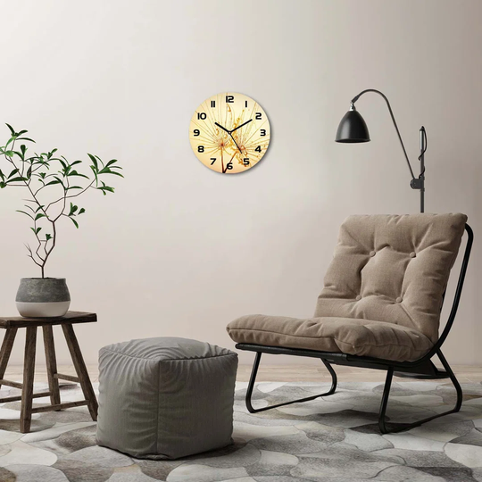 Glass Wall Clock 30Cm Round Decoration Picture Wall Art Modern Decoration Kitchen Living Room Silent - Dandelion Seeds,99829380
