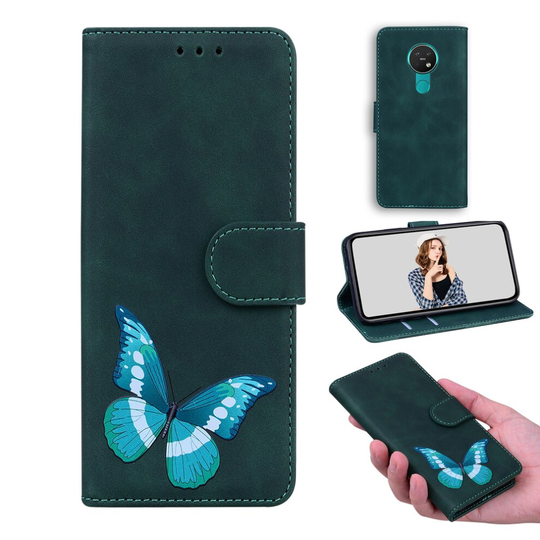 Case for Nokia 6.2/ 7.2 Butterfly Cover Premium Leather Magnetic- Green