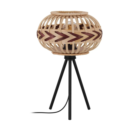 Eglo Tripod Rattan Table Lamp With Burgundy Accents Discontinued