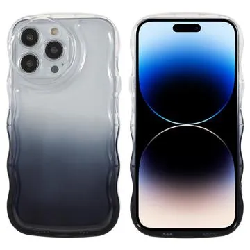 Wavy Edge Gradient iPhone 14 Pro TPU Case - Black