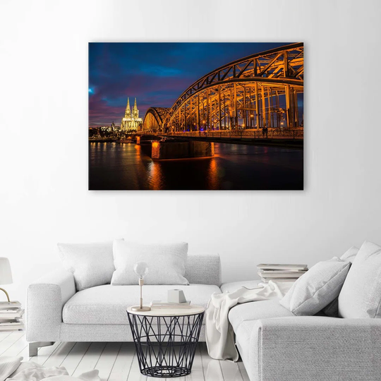 Canvas Print Cologne Hohenzollern Bridge And Cathedral By Night
