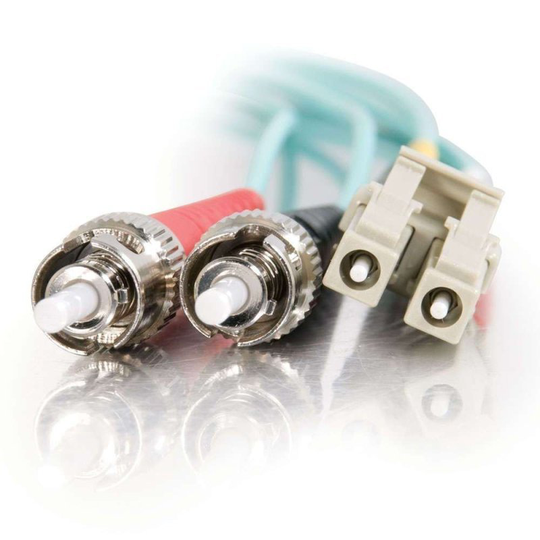 7m LC-ST 10Gb 50/125 OM3 Duplex Multimode PVC Fibre Optic Cable (LSZH) - Aqua