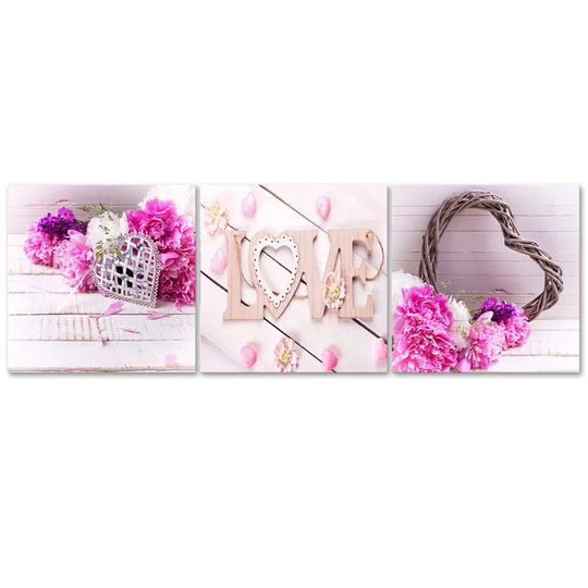 Canvas Print Pink Flower LOVE Inscription