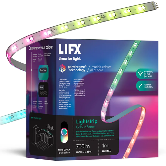 LIFX Lightstrip 1m Smart LED Light Strip - Full Colour Zones with Polychrome Technology