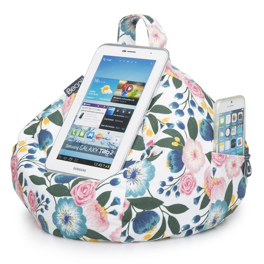 (Floral) iBeani Bean Bag Cushion Stand for iPad, Tablets & Ebook readers | Stable Tablet Holder for All Devices