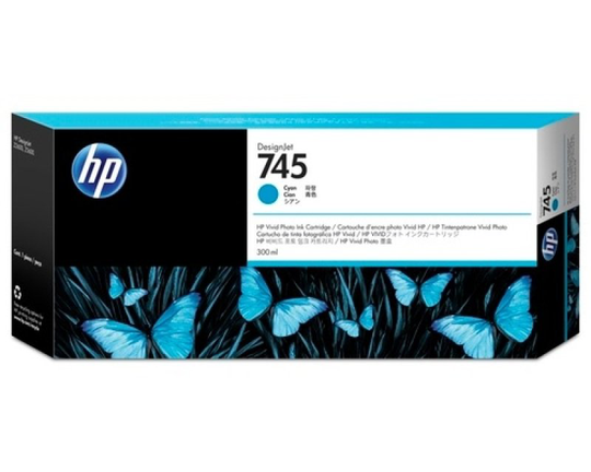 HP 745 Cyan Original Ink Cartridge - High Yield 300ml - F9K03A