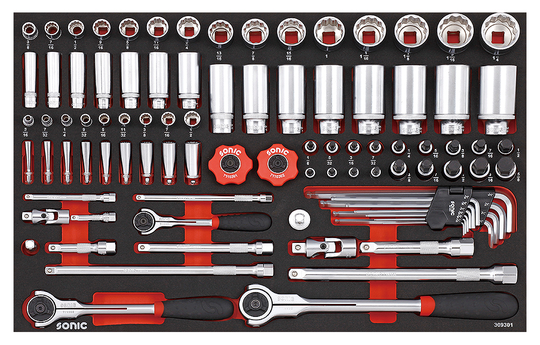 Sonic Socket Set 1/4", 3/8" & 1/2", 12-point 93 pcs 309301