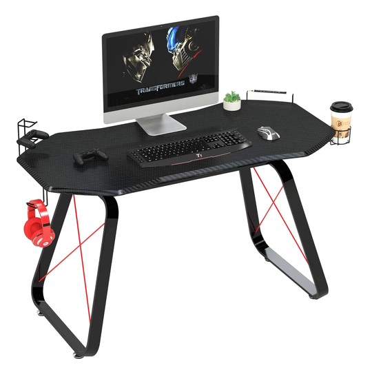 Carbon Fibre Effect Computer And Gaming Desk For Home Office - Inbox Zero Stonecat