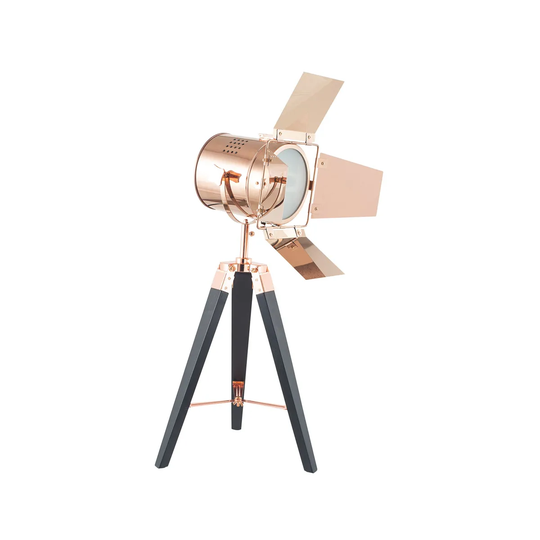 Copper and Black Tripod Table Lamp