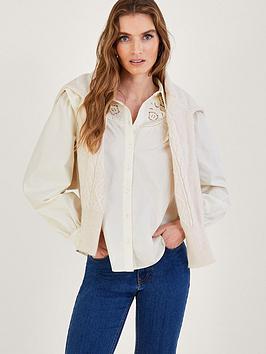 Monsoon Cut Out Lace Puff Sleeve Blouse