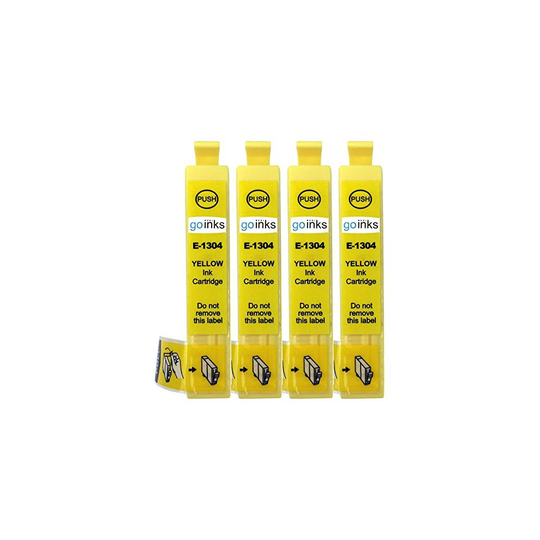 Compatible Go Inks E-1304 Yellow Ink Cartridge to replace Epson T1304 for use with Epson Stylus Printers (Pack of 4)