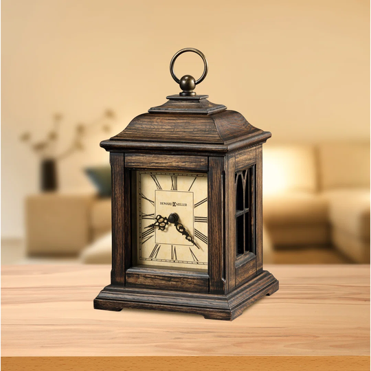 Talia Traditional Analog Quartz Tabletop Clock in Antique Oak