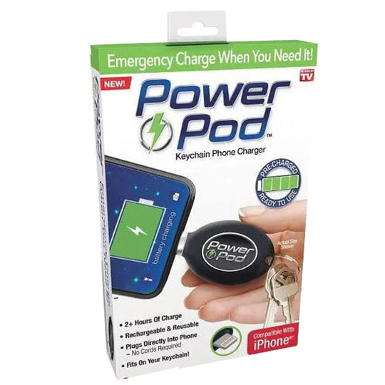 Power Pod AS SEEN ON TV Keychain Android Charger Phone USB Recharge Emergency