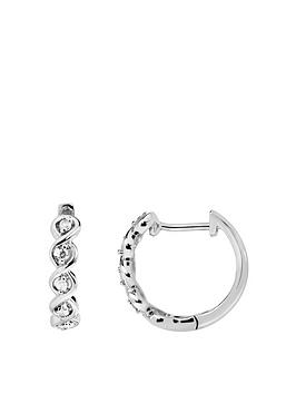 Love Diamond Sterling Silver 0.10Ct Diamond Hoop Earrings