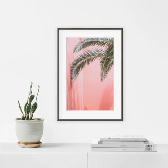 Palm on Pink N°2 - Picture Frame Photograph Print on Paper