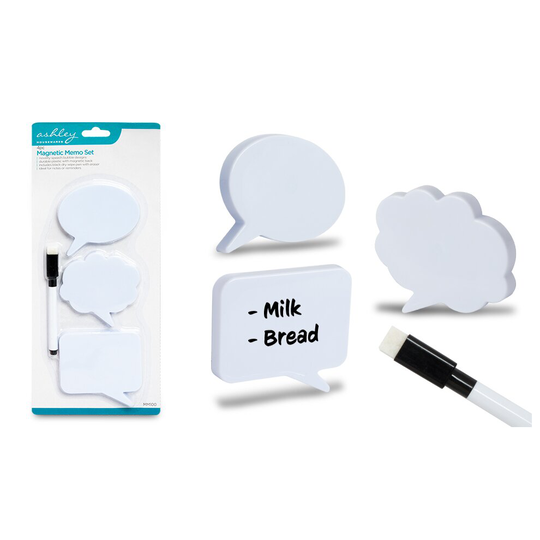 Ashley Speech Bubble Write Magnetic Fridge Memo Note Message Set