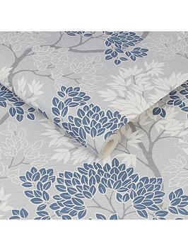 Fresco Lykke Tree Navy Wallpaper