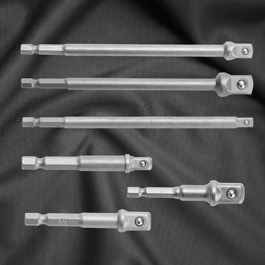 6pc Impact Drill Bit Socket Adapter Set Extension Bar 1/4" 3/8" & 1/2"