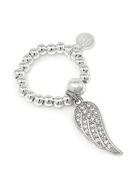 Say It With Diamonds CZ Wing Ball Ring - Sterling Silver, Silver, Women