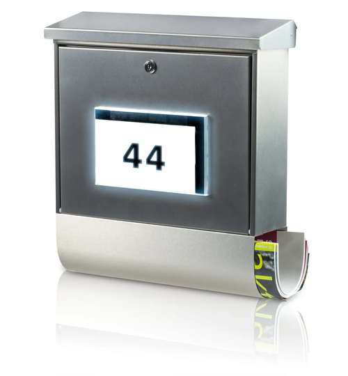 Malaga Stainless Steel Wall Mounted Lockable Weatherproof Post Box & Intergrated Newspaper Holder