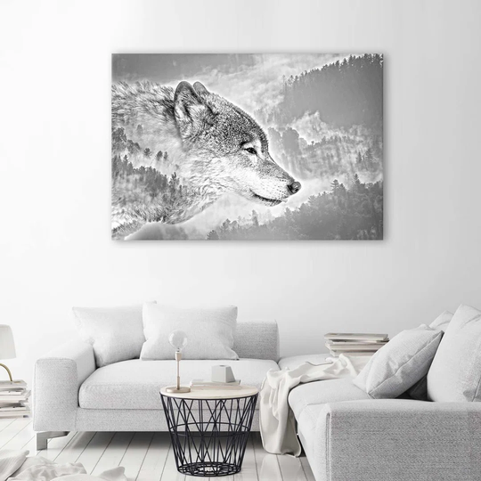 Canvas Print Wolf Animal Fog Forest Nature