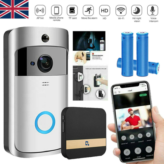(Whole Full Kit(Silver)) Wireless Video Doorbell Camera WiFi Smart Doorring