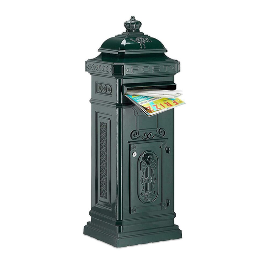 (Green) Freestanding Lion Post Box Victorian Style