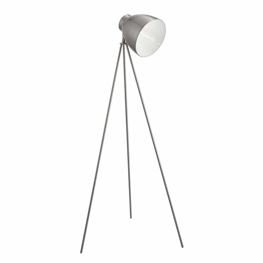 Nielsen Vico Tripod Floor Lamp With Chrome Stem And Braided Cable In Satin Silver 160 Cm