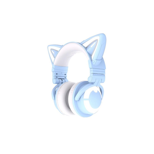 Yowu 3G cute cat wireless headphones RGB lights headset blue