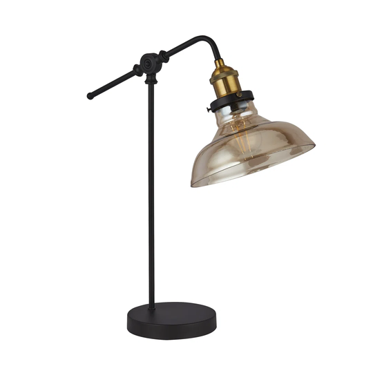 Amber And Brass Table Lamp