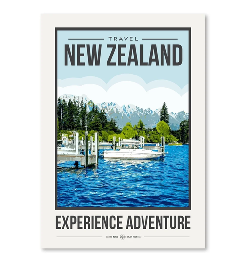 'Travel Poster New Zealand' by Brooke Witt Vintage Advertisement