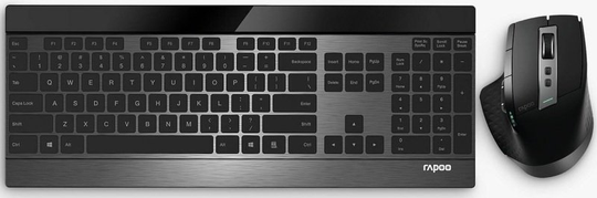 Rapoo 9900M Advanced Multi-mode Wireless Ultra-slim Alloy Combo Set - Black