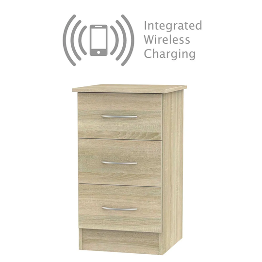 Coventry Ready Assembled 3 Drawer Bed Cabinet With Integrated Wireless Charging Bardolino Light Oak