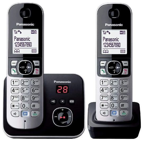 Panasonic KX-TG6822EB DECT Cordless Telephone with Answer Machine & Large LCD Display - Twin