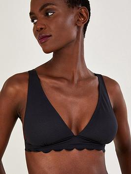 Monsoon Scallop Edge Plain Bikini Top - Black