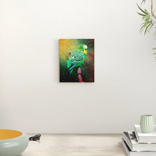 Wonderful Budgie Bird with Stars - Unframed Graphic Art Print on Paper