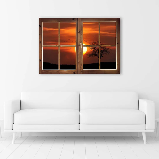 Canvas Print Window View Sunset