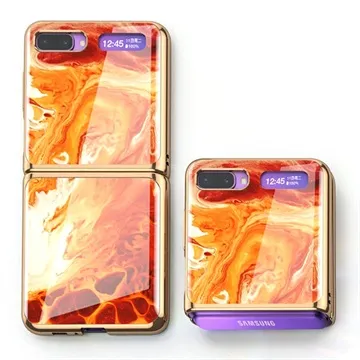 GKK Painted Tempered Glass Samsung Galaxy Z Flip Case - Lava