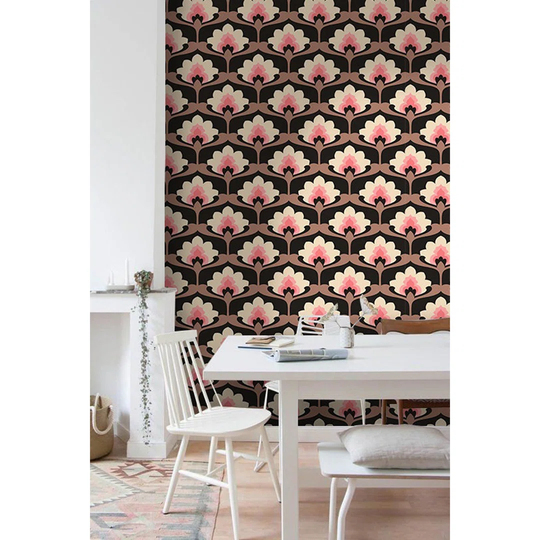Walllpaper Roll 250X250cm Mural Decoration Wallpaper Material With Print Kitchen Livingroom Bedroom - Vintage Floralbrown Design