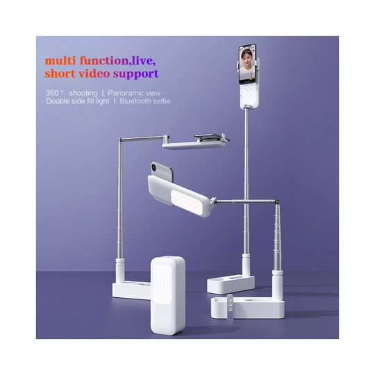 Portable Phone Holder Stand w/ Wireless Dimmable LED Selfie Fill Light