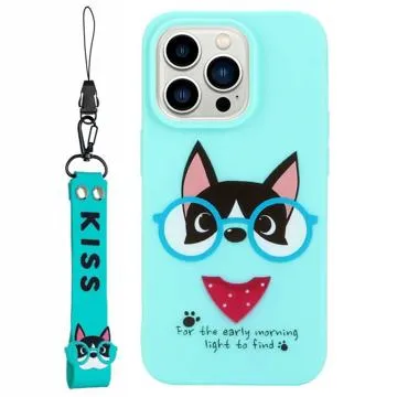 Kiss Series iPhone 14 Pro TPU Case with Strap - Dog