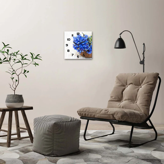 Cornflowers in a Basket Silent Wall Clock