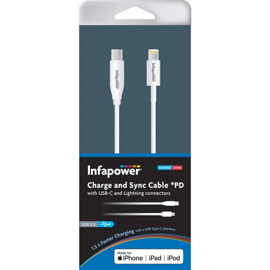 Infapower Infrapower USB Type C (USB-C) To Lightning Cable (PD High Speed)