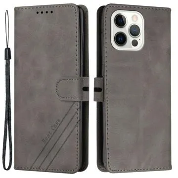 Business Style iPhone 14 Pro Wallet Case - Grey