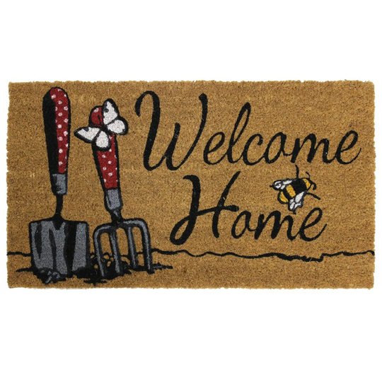 JVL 40x70cm Gardening Themed Latex Backed Coir Doormat - Tool