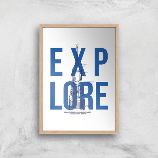Explore Schematic Art Print - A2 - Wooden Frame