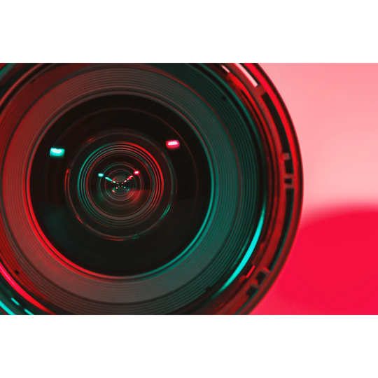 Front Of Lens Camera And Light Shade Color From Two Flash.