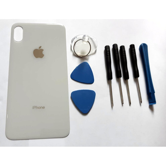 (White) iPhone XS back glass replacement case cover Big camera hole