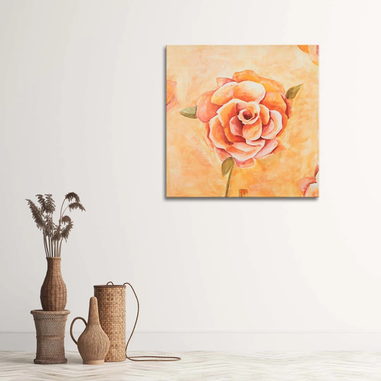 Canvas Print Orange Roses Flowers